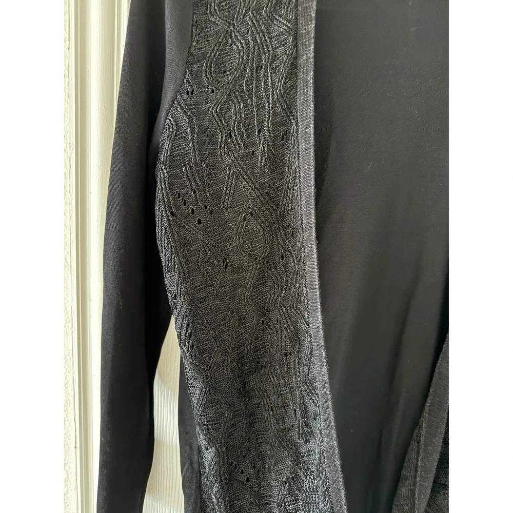 Ralph Lauren Black Silk Blend Openwork Cardigan Dark Romantic Quiet Luxury L